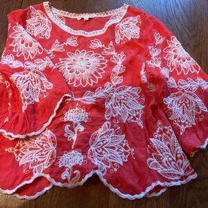 Embroidered Orange Top